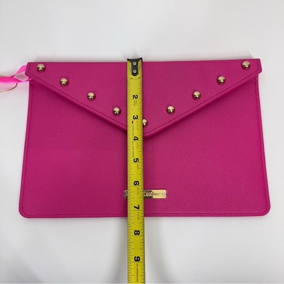 Juicy Couture Bright Pink Gold Studded Slim Envelope Clutch New Nwt - Picture 14 of 14
